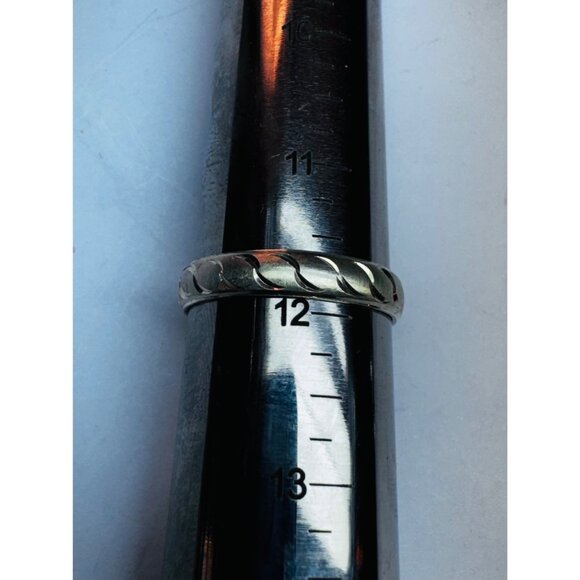 Sterling Silver 925 Band Ring Size 11.75 Hand Carved Design Estate Jewelry Mens! - Picture 4 of 8